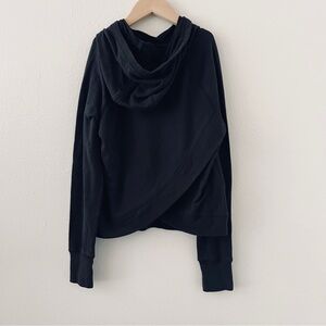 Athleta Girl Black Criss Cross Back Hoodie Sweatshirt